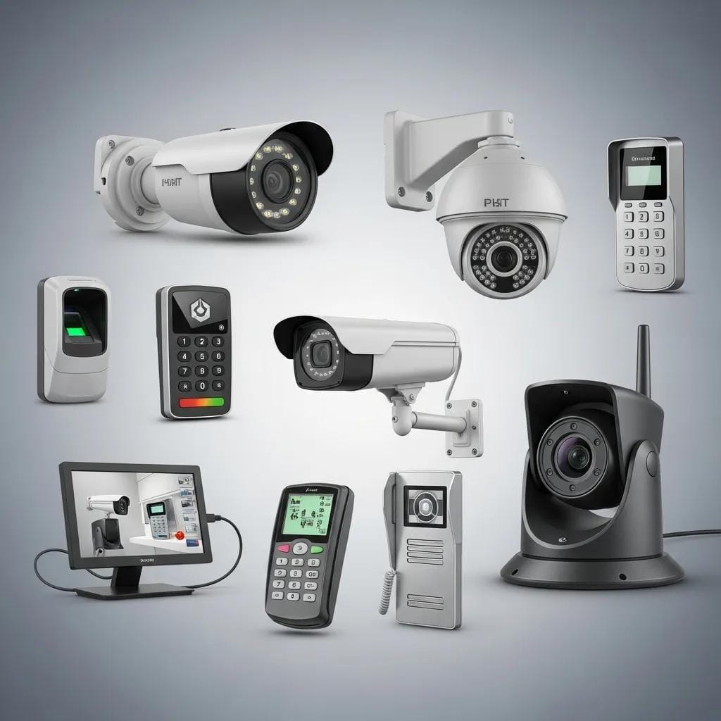 Assortment of commercial surveillance cameras including IP and CCTV models