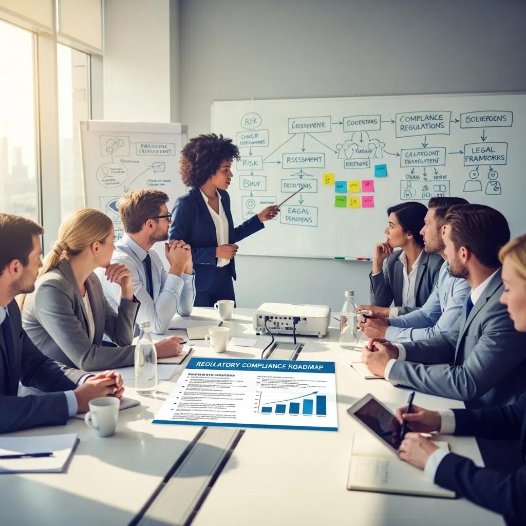 Team meeting to review regulatory requirements