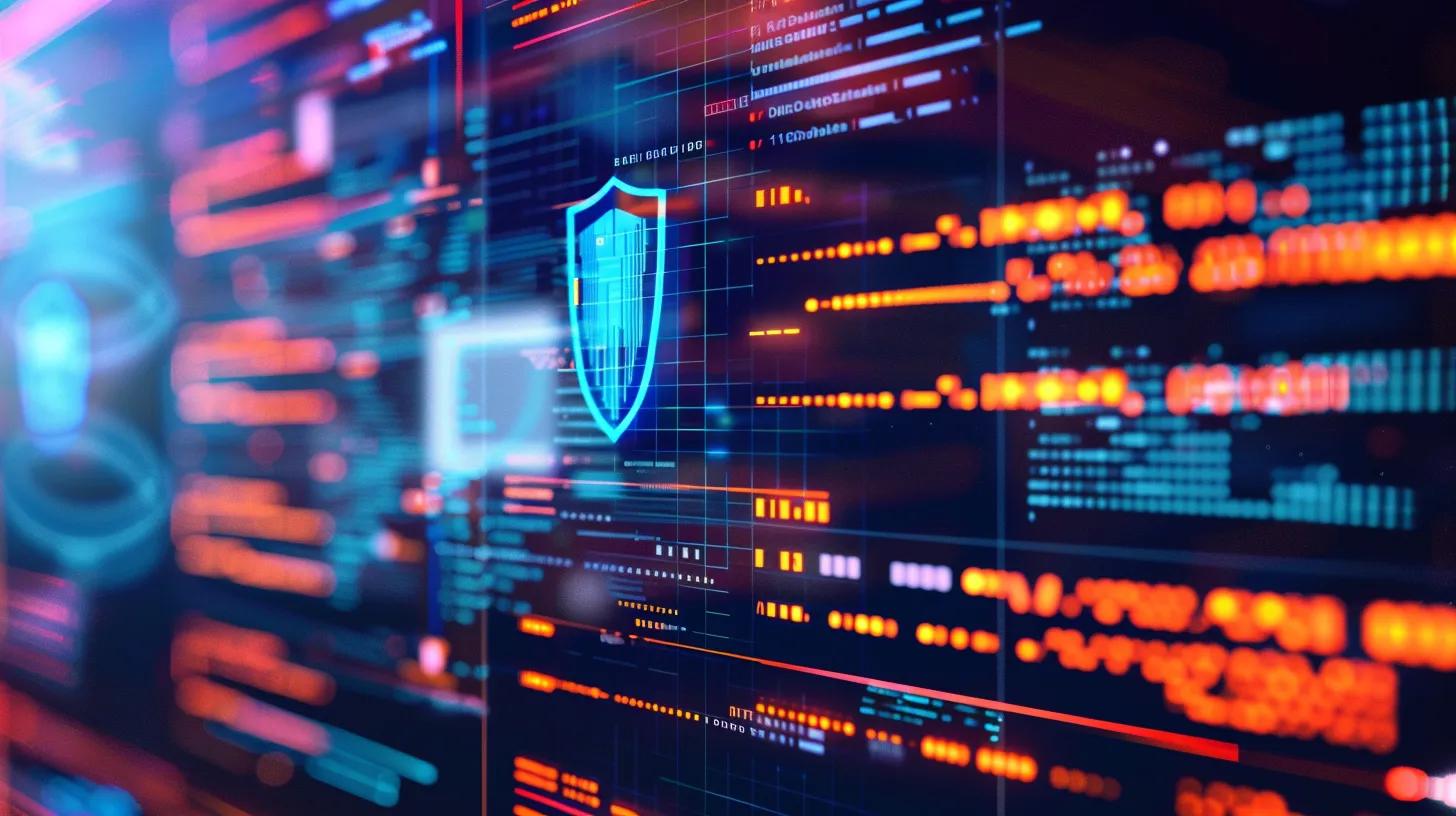 Cybersecurity illustration showing firewall protection