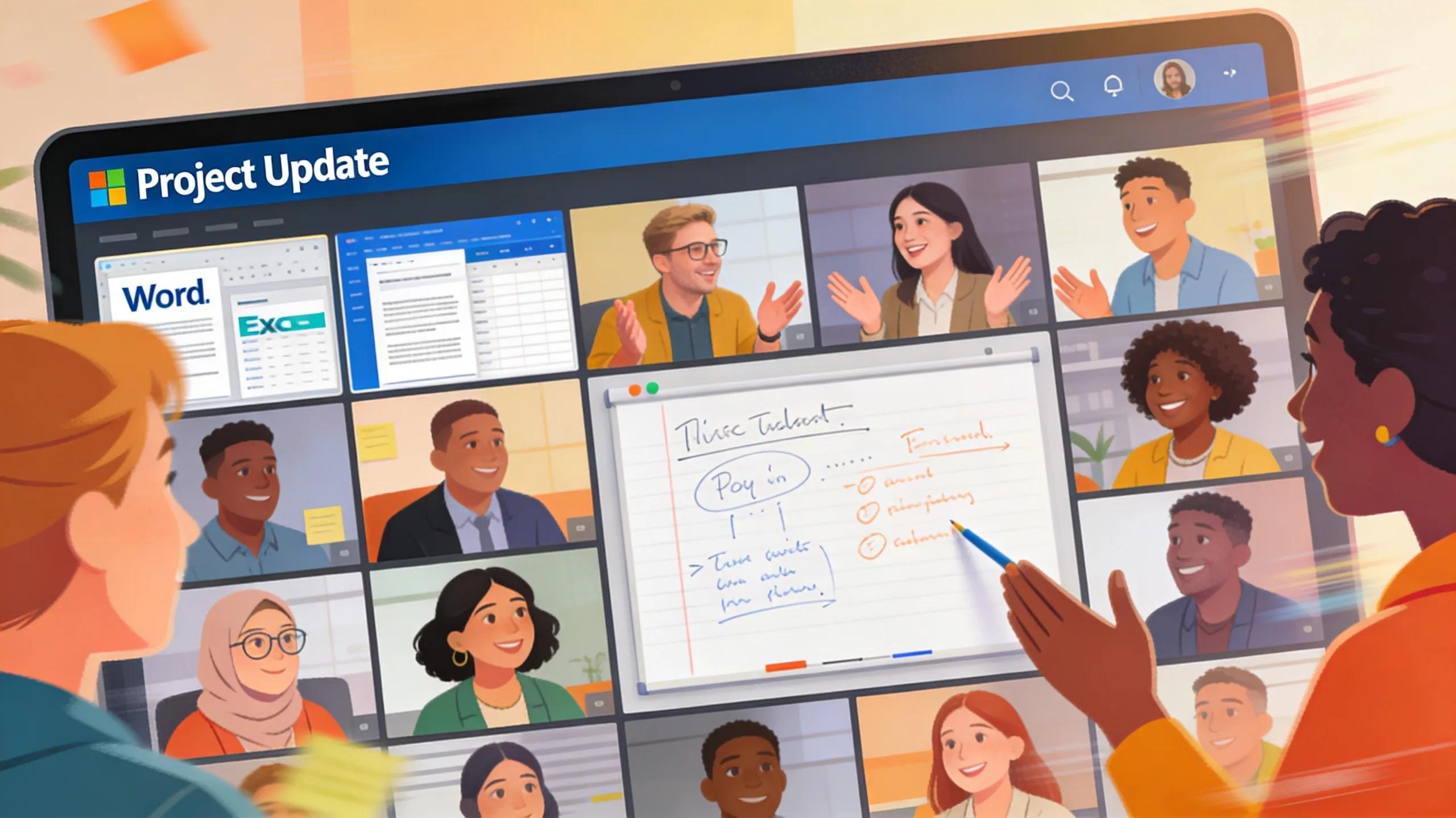 Virtual meeting in Microsoft Teams with participants collaborating