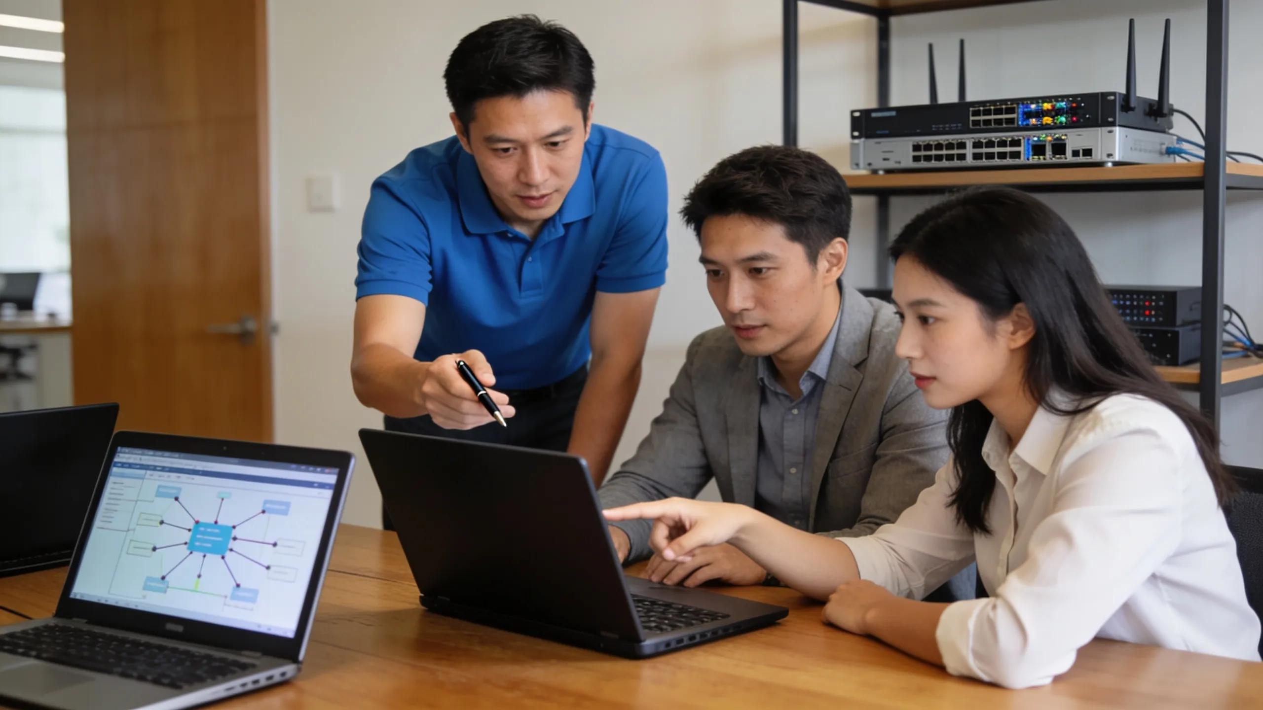 Local IT provider reviewing network plans with a small business team